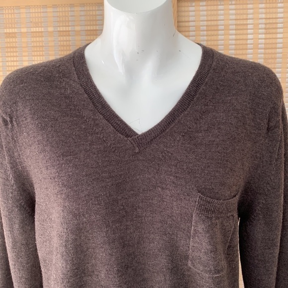 AllSaints Spitalfields Mens Brown Wool V Neck Long Sleeve Pullover Sweater , XXL - Picture 9 of 13